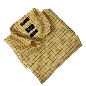 Haggar Men's Dress Shirt Medium No Iron 100% Cotton Yellow